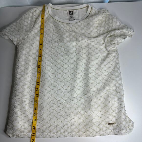 NWT Anne Klein White Gold Textured Knit Blouse Womens Size Petite Medium PM NEW - Picture 12 of 12